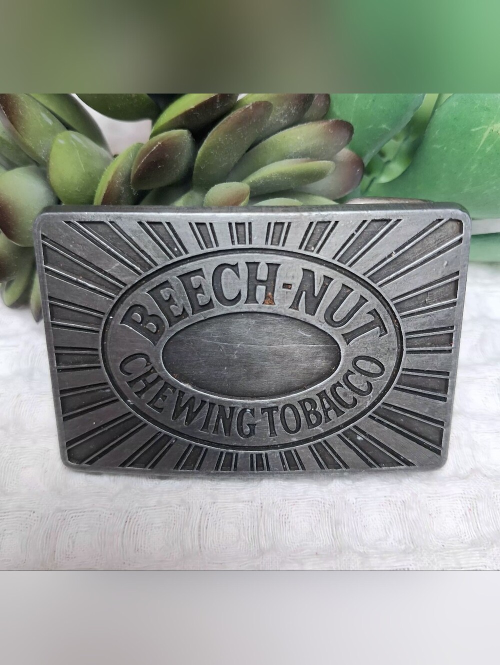 Vintage Beech-Nut Chewing Tobacco Collectible Sunburst Belt Buckle